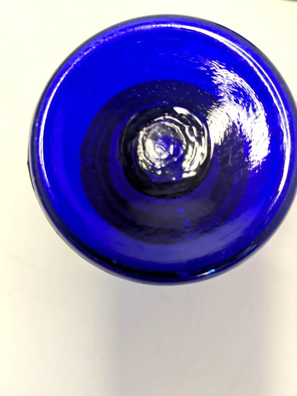 Vtg. Cobalt Blue Glass Taper Candlestick Holders Round Pedestal Base - Set Of 2